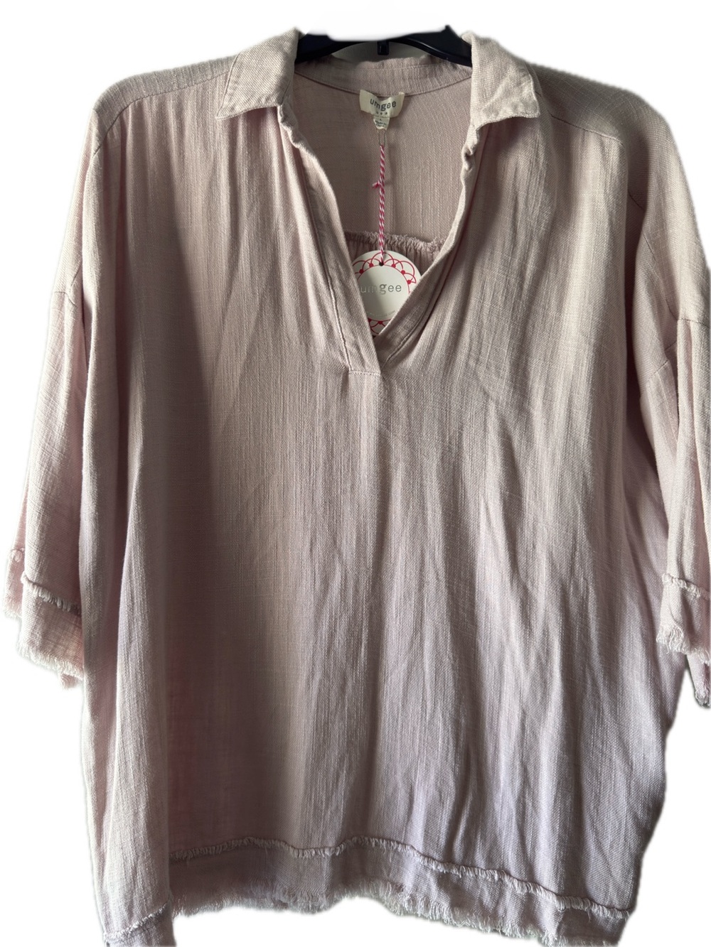 Umgee Blush Pink Collared V-Neck Tunic